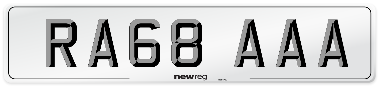 RA68 AAA Number Plate from New Reg